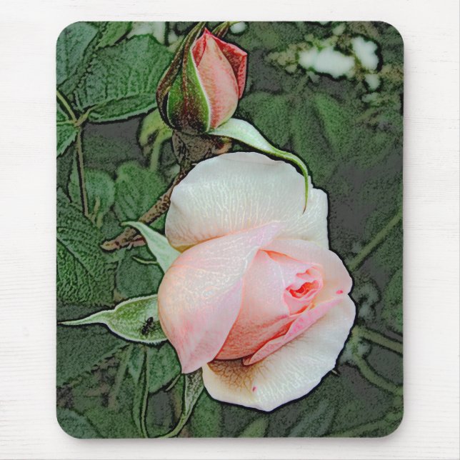pink rose flowers mouse pad (Front)