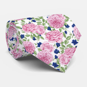  Pink Rose Flowers Pattern  Tie