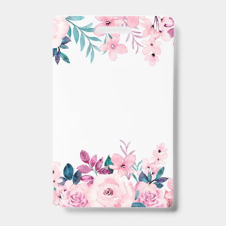 Pink Rose Flowers Spring Floral Beautiful Design Badge