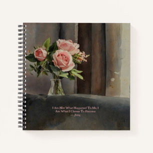 Pink Rose Flowers Vase Carl Jung Quote Journal