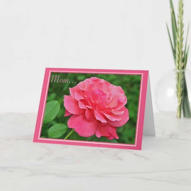 Pink Rose For Mom Card (Front)