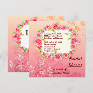 Pink Rose Frame Bridal Shower Invitation