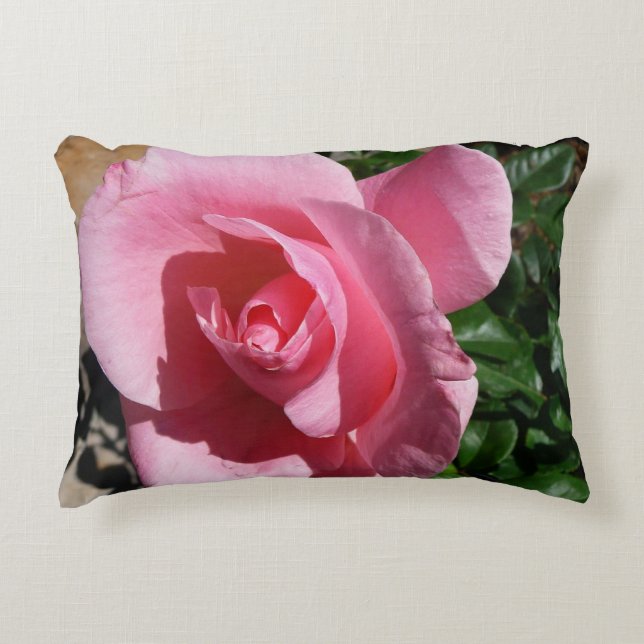 Pink Rose Garden Floral Decorative Pillow (Front)