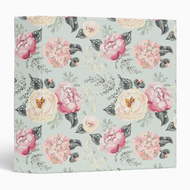 Pink Rose Garden Flower Pattern Binder (Front/Spine)