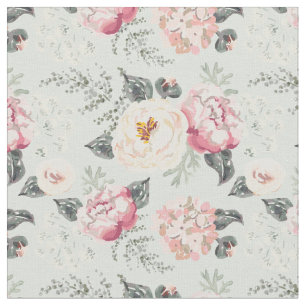 Pink Rose Garden Flower Pattern Fabric