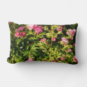 Pink Rose Garden - Flowering Rosarium Lumbar Pillow