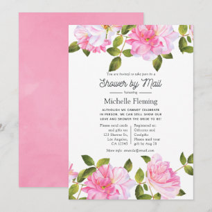 Pink Rose Garden Shower by Mail Invitation