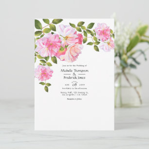 Pink Rose Garden Wedding Invitation