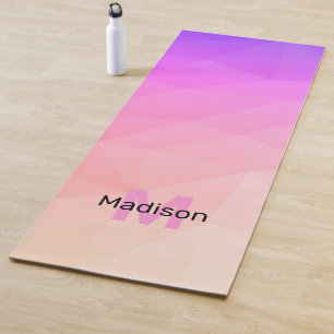 Pink rose geometric mesh ombre pattern Monogram Yoga Mat