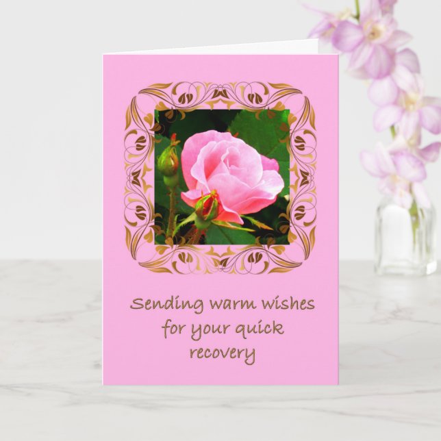 Pink Rose Get Well Card (Orchid)