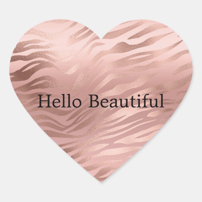 Pink Rose Glam Zebra Heart Sticker (Front)