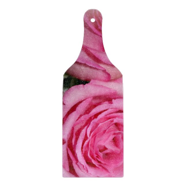 Pink Rose Glass cutting Board Paddle (Front)