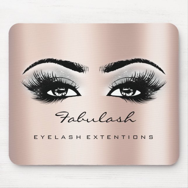 Pink Rose Glitter Name Beauty Lashes Makeup Grey Mouse Pad (Front)