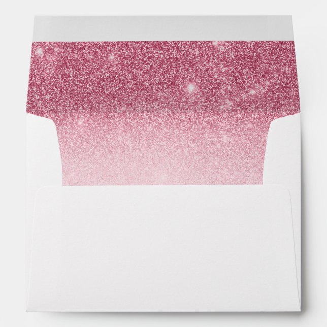 Pink Rose Glitter Ombre Sparkle Envelope Wedding (Back (Bottom))
