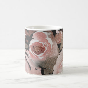 Pink Rose Glitter Roses Dark Floral Glam Elegant Coffee Mug