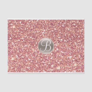 Pink Rose Glitter Sparkle Glam Monogram Initial Tissue Paper