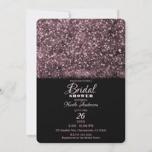 Pink Rose Glitter Sparkling Lights Bridal Shower Invitation