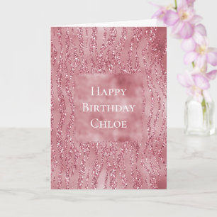 Pink Rose Glitter Zebra Animal Card