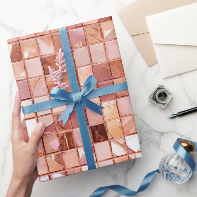 Pink Rose Gold Abstract  Wrapping Paper (Gifting)