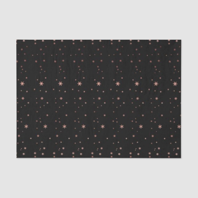 Pink Rose Gold Blush Black Stars Sky Night Tissue Paper (Front)