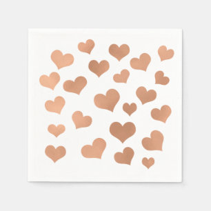 Pink Rose Gold Blush Confetti Hearts White Bridal Napkin