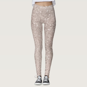 Pink Rose Gold Blush Glitter Ivory Titanium Glam Leggings