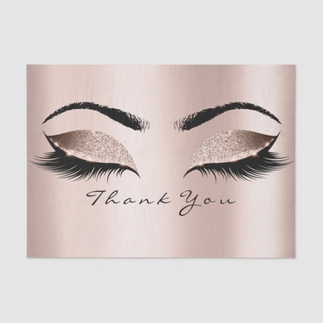Pink Rose Gold Blush Glitter Thank You Eyes Tissue Paper (Front)