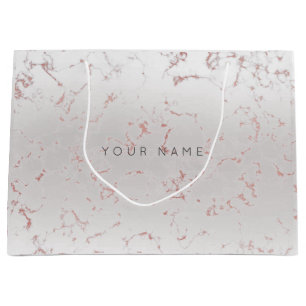 Pink Rose Gold Blush Marble Metallic Gift Grey Large Gift Bag
