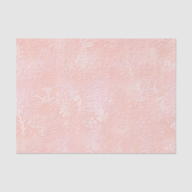 Pink Rose Gold Blush Metallic Floral Royal Tissue Paper (Front)