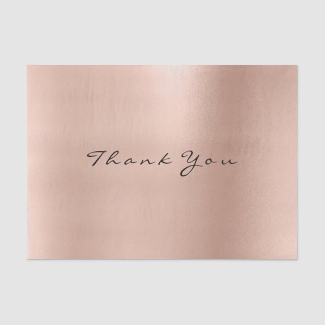 Pink Rose Gold Blush Metallic Thank Luxury Tissue Paper (Front)