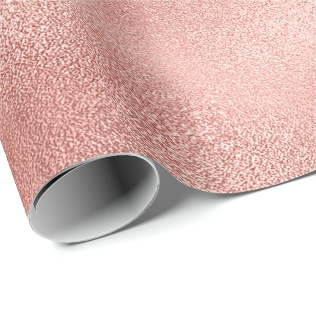 Pink Rose Gold Blush Minimal Glam Pastel Shiny Wrapping Paper (Roll Corner)