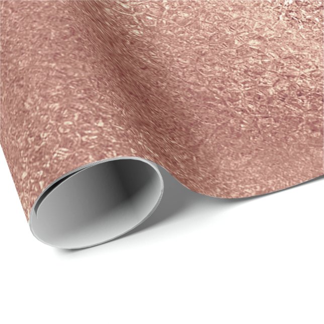 Pink Rose Gold Blush Peach Shiny Glass Powder Wrapping Paper (Roll Corner)