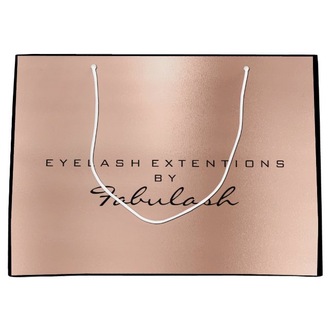 Pink Rose Gold Blush Pearly Minimal Branding Large Gift Bag (Front)
