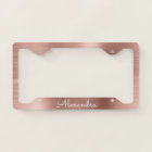 Pink Rose Gold Brushed Metal Monogram