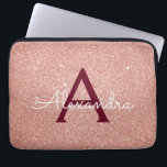 Pink Rose Gold Burgundy Glitter Sparkle Monogram Laptop Sleeve<br><div class="desc">Blush Pink and Rose Gold Burgundy Faux Glitter and Sparkle Elegant Monogram Case. This case can be customized to include your initial and first name.</div>