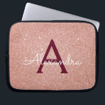 Pink Rose Gold Burgundy Glitter Sparkle Monogram Laptop Sleeve<br><div class="desc">Blush Pink and Rose Gold Burgundy Faux Glitter and Sparkle Elegant Monogram Case. This case can be customized to include your initial and first name.</div>