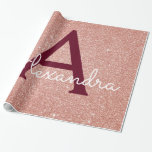 Pink Rose Gold Burgundy Glitter Sparkle Monogram Wrapping Paper<br><div class="desc">Blush Pink - Rose Gold and Burgundy Faux Glitter and Sparkle Elegant Gift Wrapping Paper. This gift wrapping paper can be customized to include your initial and first name for a gift package for a Girl's Baby Shower,  Bridal Shower,  Bachelorette Party or Girl's Birthday Party.</div>