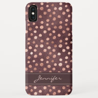 Pink Rose Gold - Burgundy Polka Dot Pattern