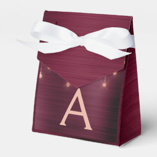 Pink Rose Gold Burgundy Sparkle Monogram Favor Box