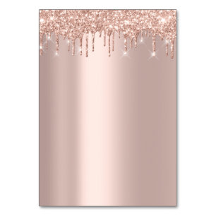 Pink Rose Gold Drips Spark Blush Simply Table Number