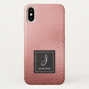 Pink Rose Gold Faux Foil Monogram Case-Mate iPhone Case