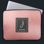 Pink Rose Gold Faux Foil Monogram Laptop Sleeve<br><div class="desc">Pink Rose Gold Faux Foil Elegant Monogram Case. This case can be customized to include your initial and first name.</div>