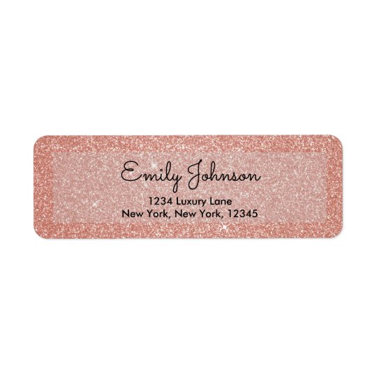Pink Rose Gold Faux Glitter Sparkle Address Label