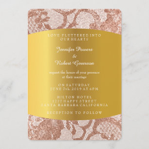 Pink Rose Gold Faux Wedding Royal Invitation