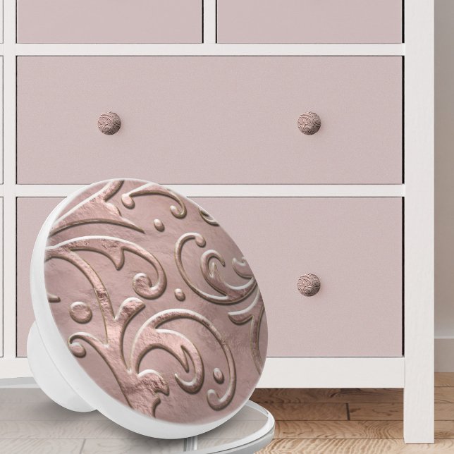 Pink Rose Gold Flourish Ceramic Knob (Creator Uploaded)