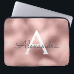 Pink Rose Gold Foil and Sparkle Monogram Laptop Sleeve<br><div class="desc">Pink Rose Gold Faux Foil and Sparkle Elegant Monogram Case. This case can be customized to include your initial and first name.</div>