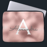 Pink Rose Gold Foil and Sparkle Monogram Laptop Sleeve<br><div class="desc">Pink Rose Gold Faux Foil and Sparkle Elegant Monogram Case. This case can be customized to include your initial and first name.</div>