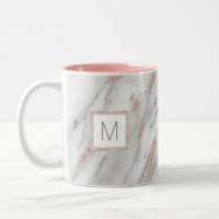 Pink Rose Gold Foil Marble Grey MONOGRAM