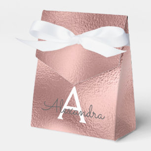 Pink Rose Gold Foil Sparkle Monogram Favor Box