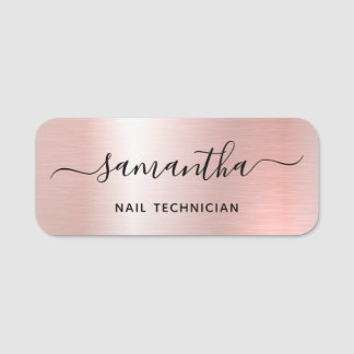 Pink Rose Gold Glam Signature Name Job Title Tag